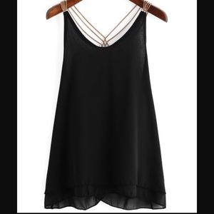 Black chain strap top